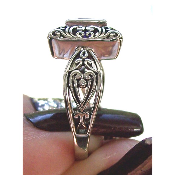 925 STERLING SILVER Ornate Simulated Amethyst Cubic Zironia Ring - Picture 6 of 16